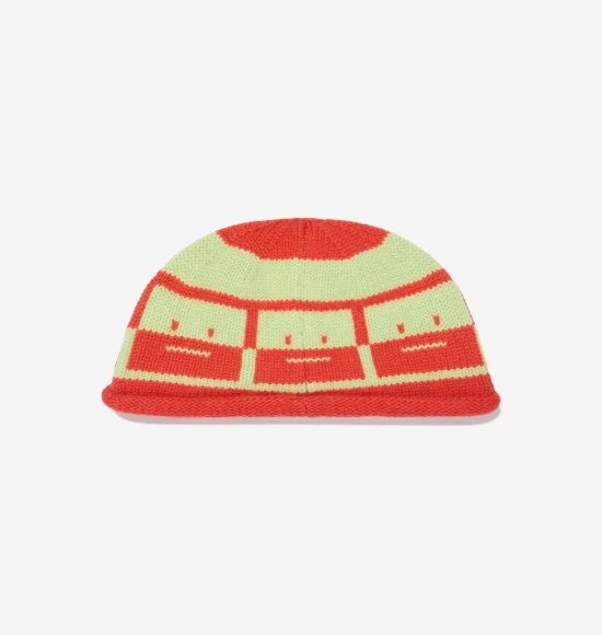 Kids Wool Face Logo Beanie Hat màu đỏ