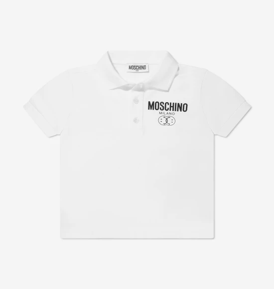 Boys Milano Logo Polo Shirt in White