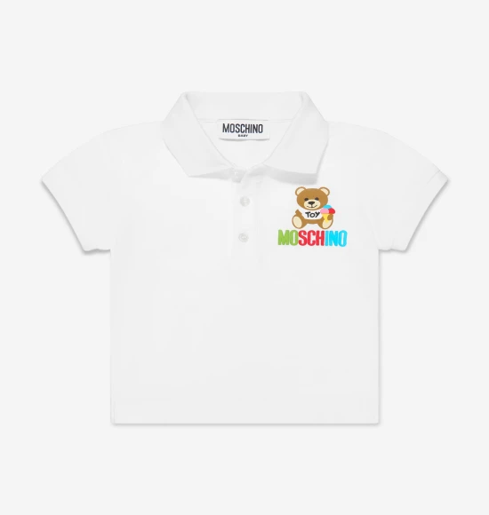 Baby Boys Teddy Logo Polo Shirt màu trắng