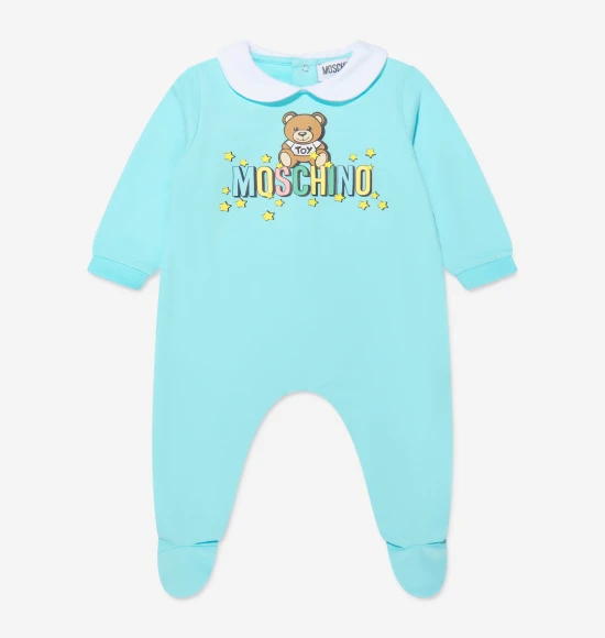 Baby Boys Teddy Logo Babygrow màu xanh lam