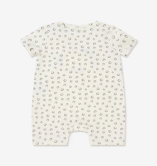 Baby Organic Cotton Applique Shorty Playsuit in Ivory